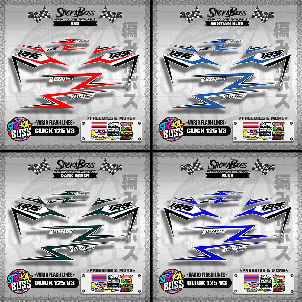 CLICK 125 V3 DECALS ( VARIO FLASH LINES )【WITH FREEBIES】