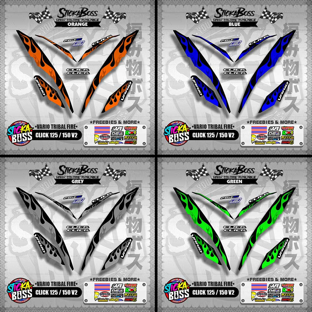 CLICK 125 / 150 V2 DECALS ( VARIO TRIBAL FIRE )【WITH FREEBIES】