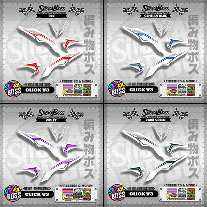 CLICK V3 DECALS ( FOR WHITE 2 TONE SPEED STREAKS )【WITH FREEBIES】