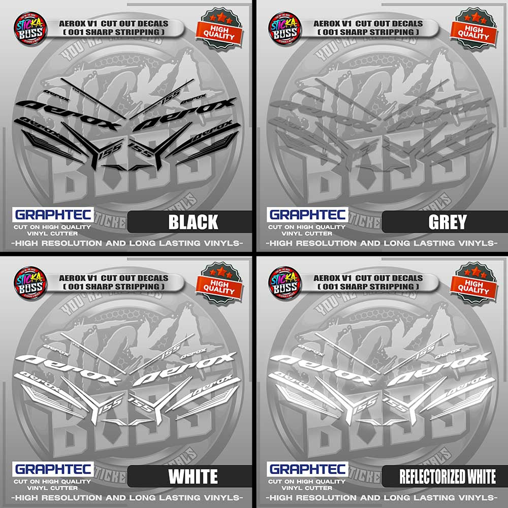AEROX V1 CUT OUT DECALS ( 001 SHARP STRIPPING ) | VINYL WATERPROOF CUT-OUT STICKER DECALS