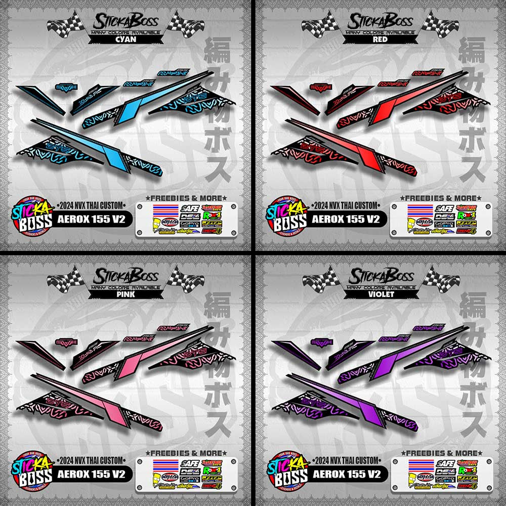 AEROX 155 V2 DECALS ( 2024 NVX THAI CUSTOM )【WITH FREEBIES】