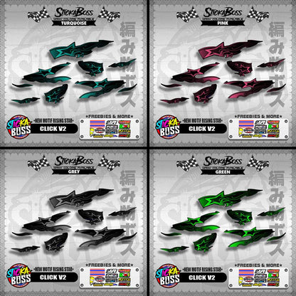 CLICK V2 DECALS ( NEW MOTIF RISING STAR ) [ PREMIUM GLOSSY LAMINATED ]【WITH FREEBIES】