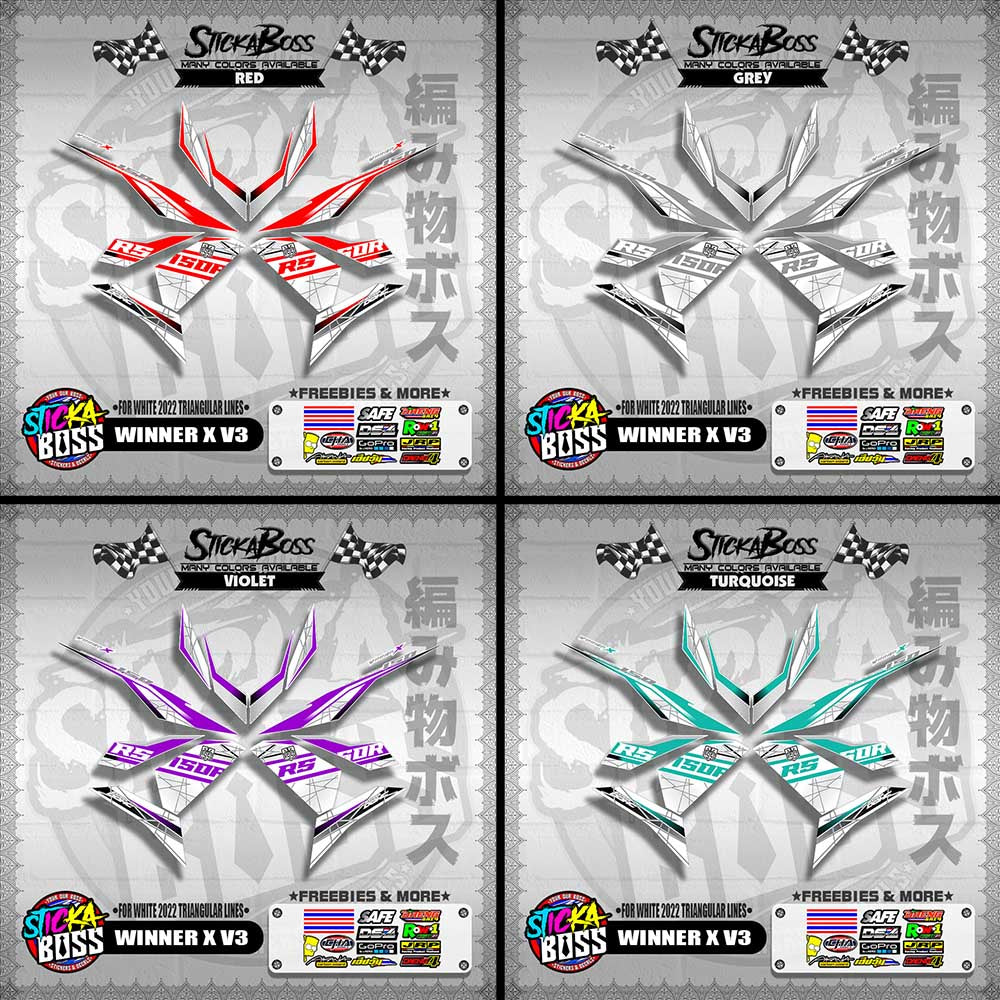 WINNER X V3 DECALS ( FOR WHITE 2022 TRIANGULAR LINES )【WITH FREEBIES】