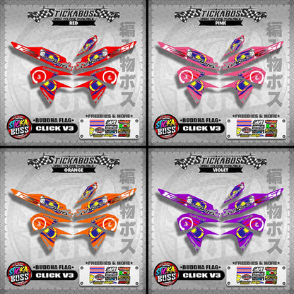 CLICK V3 MALAYSIAN STICKER DECALS ( BUDDHA FLAG )【WITH FREEBIES】