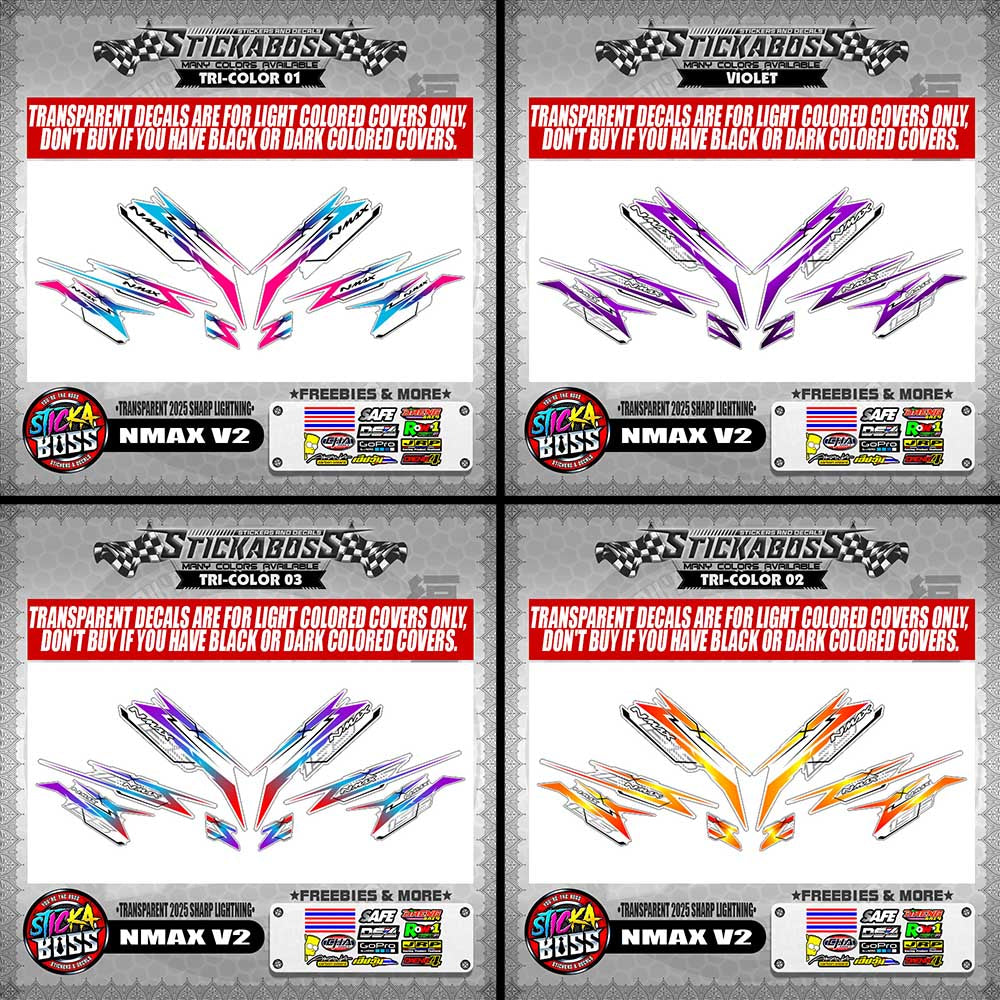 NMAX V2 INDO STICKER DECALS ( TRANSPARENT 2025 SHARP LIGHTNING )【WITH FREEBIES】