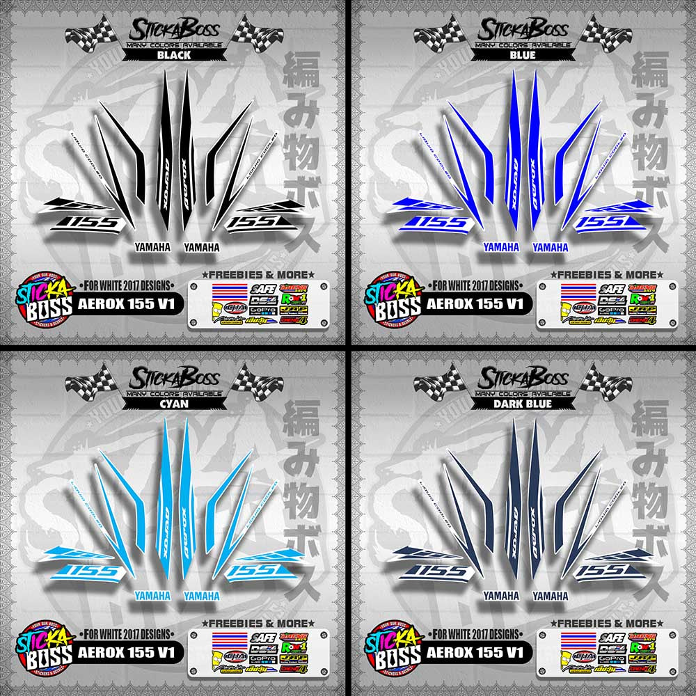 AEROX 155 V1 STOCK DECALS ( FOR WHITE 2017 DESIGNS ) 【WITH FREEBIES】