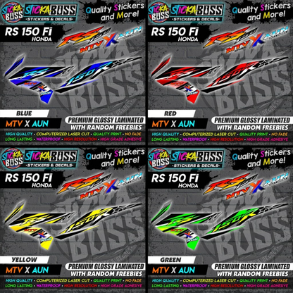 Honda RS 150 Fi (MTV x AUN) [ASSORTED COLORS] Stock Decals【PREMIUM GLOSSY LAMINATED】