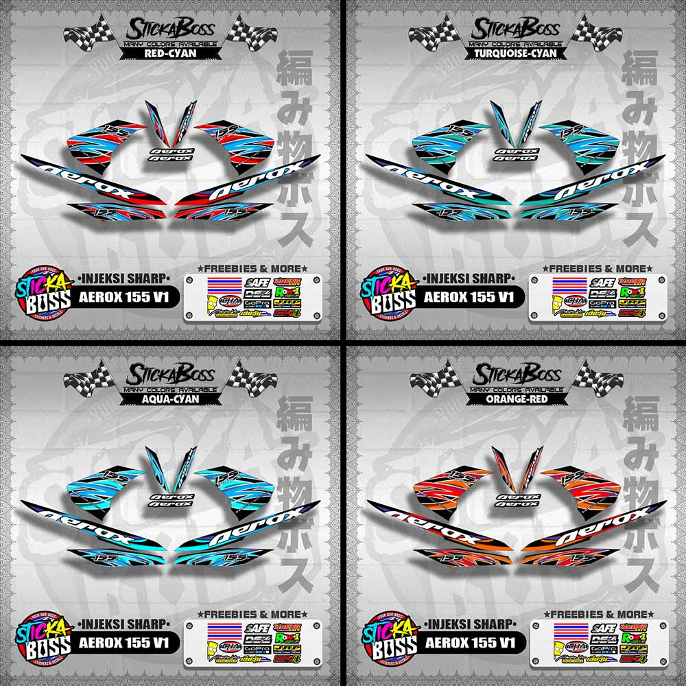 AEROX 155 V1 DECALS ( INJEKSI SHARP )[ PREMIUM GLOSSY LAMINATED ]【WITH FREEBIES】