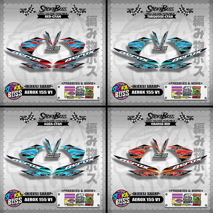 AEROX 155 V1 DECALS ( INJEKSI SHARP )[ PREMIUM GLOSSY LAMINATED ]【WITH FREEBIES】