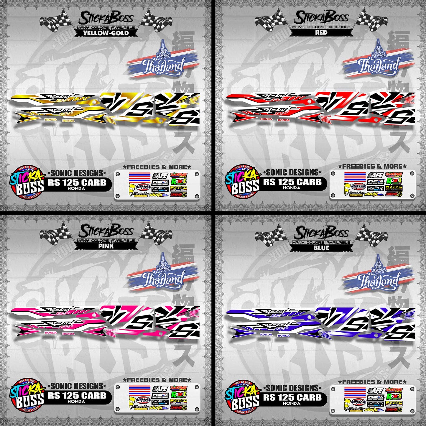 RS 125 CARB THAI DECALS ( SONIC DESIGNS )【WITH FREEBIES】