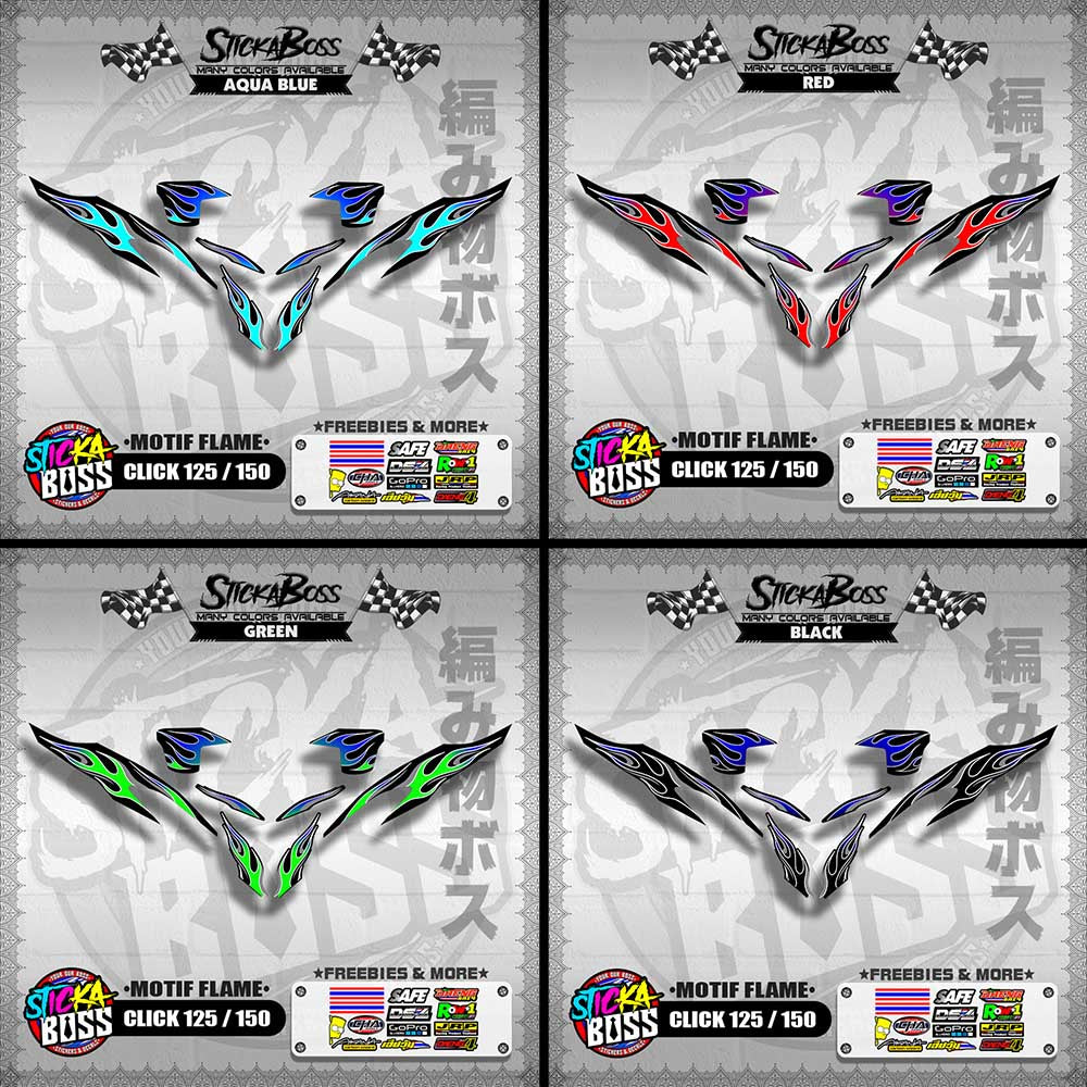 CLICK 125 / 150 V2 DECALS ( MOTIF FLAME )【WITH FREEBIES】
