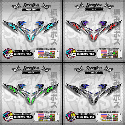 CLICK 125 / 150 V2 DECALS ( MOTIF FLAME )【WITH FREEBIES】