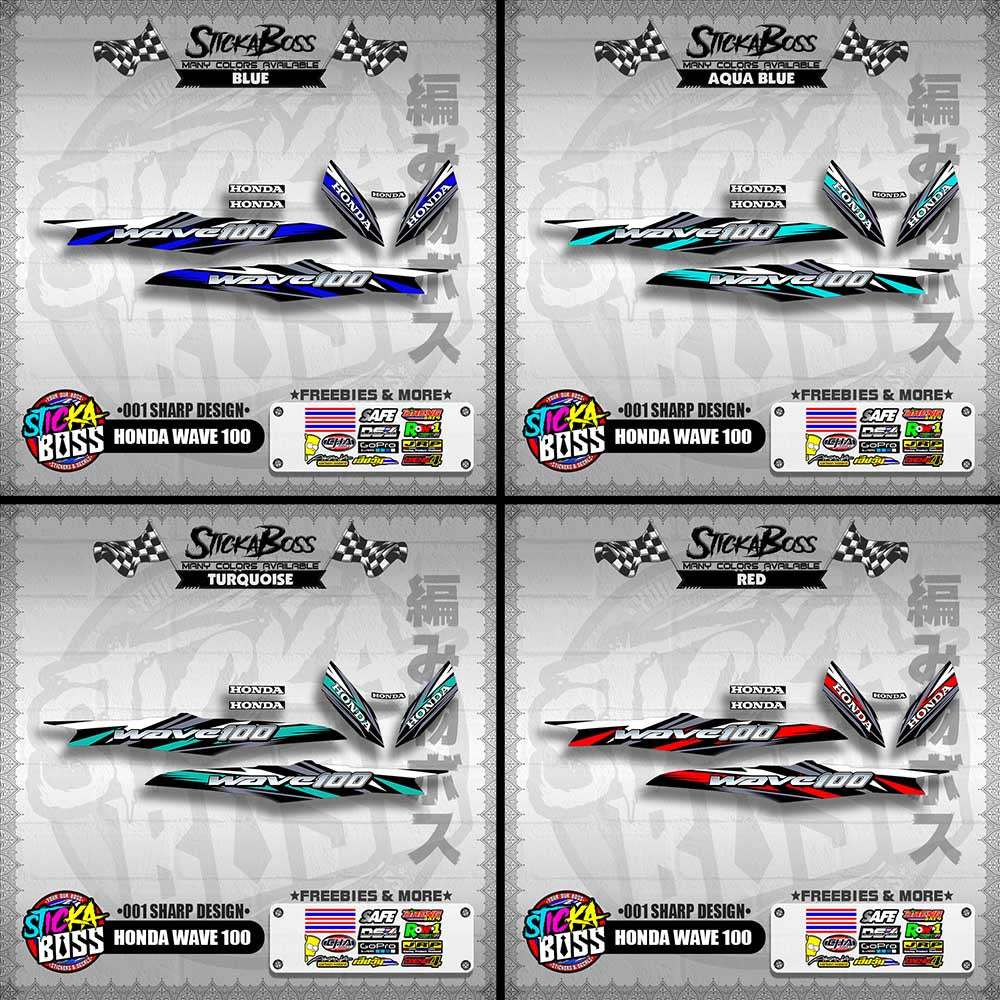 HONDA WAVE 100 DECALS ( 001 SHARP DESIGN )【WITH FREEBIES】