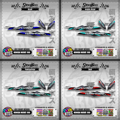HONDA WAVE 100 DECALS ( 001 SHARP DESIGN )【WITH FREEBIES】