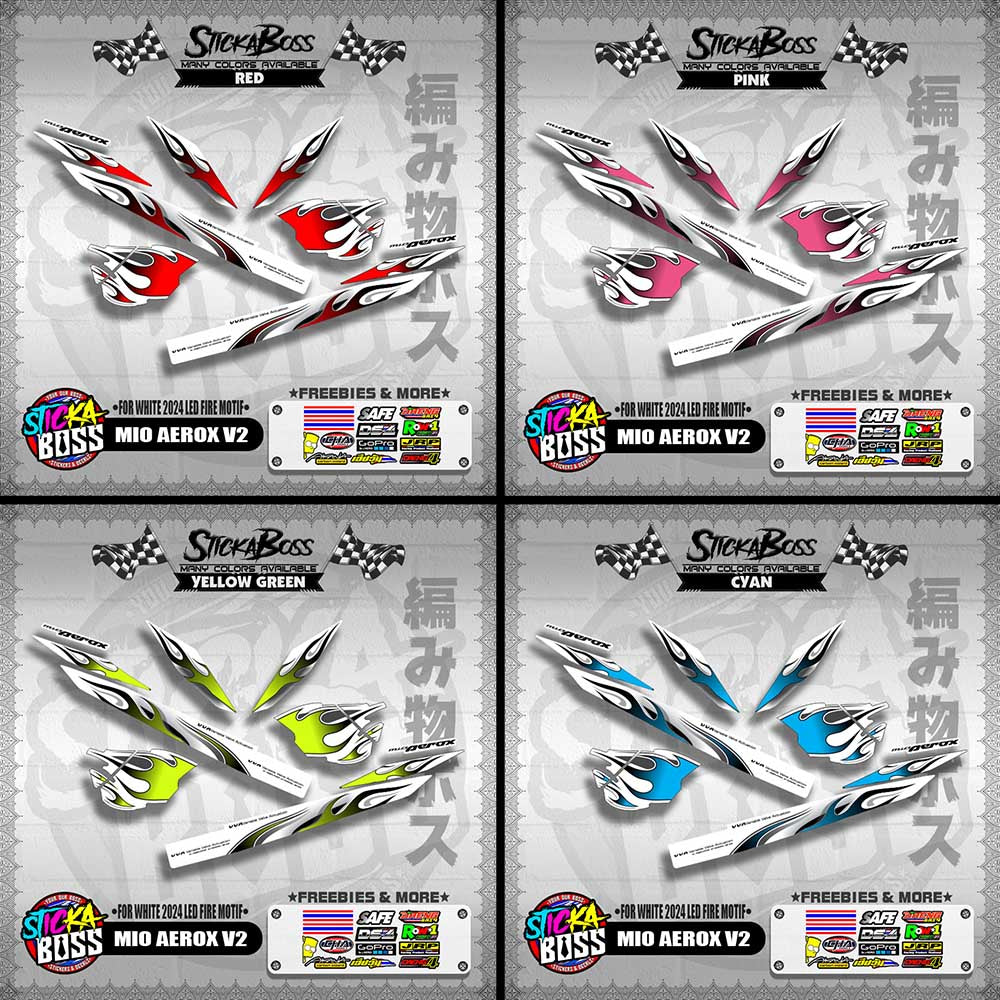 MIO AEROX V2 DECALS ( FOR WHITE 2024 LED FIRE MOTIF )【WITH FREEBIES】