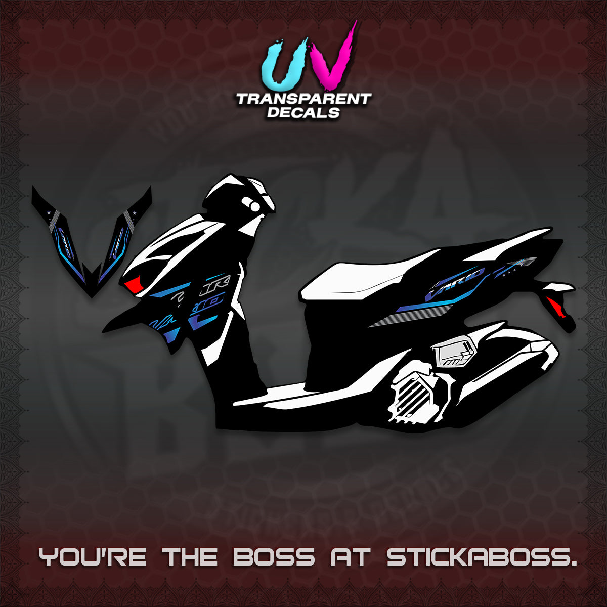 CLICK 125 V4 VARIO UV TRANSPARENT DECALS (2026 WHITE EDITION DESIGN) STICKER KITS By STICKABOSS
