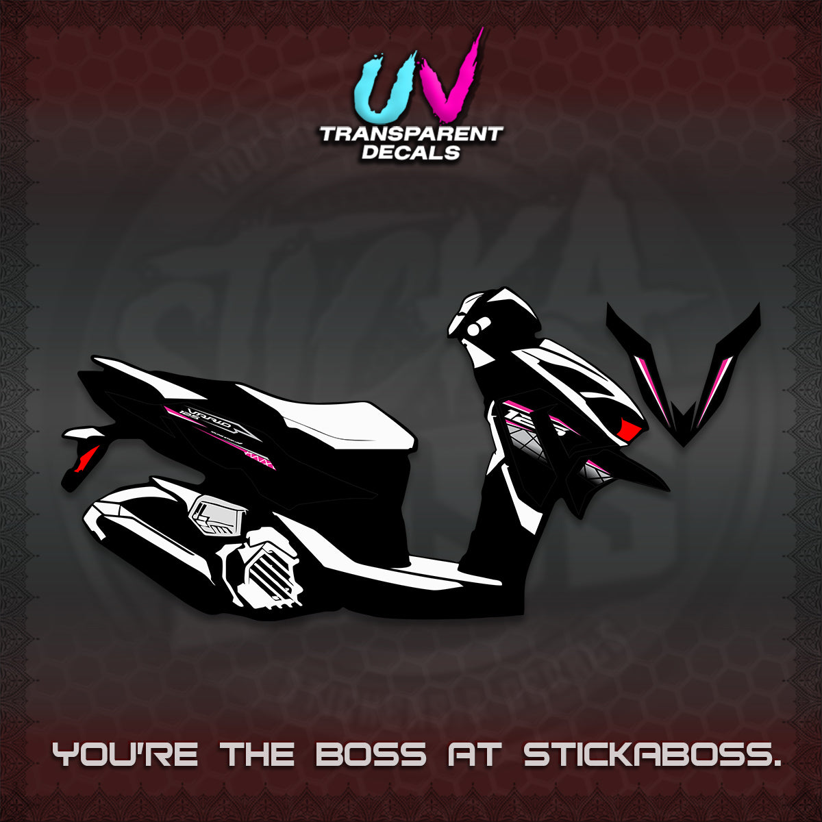 CLICK 125 V4 VARIO UV TRANSPARENT DECALS (2026 MODERN STRIPE DESIGN) STICKER KITS BY STICKABOSS