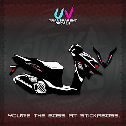 CLICK 125 V4 VARIO UV TRANSPARENT DECALS (2026 MODERN STRIPE DESIGN) STICKER KITS BY STICKABOSS
