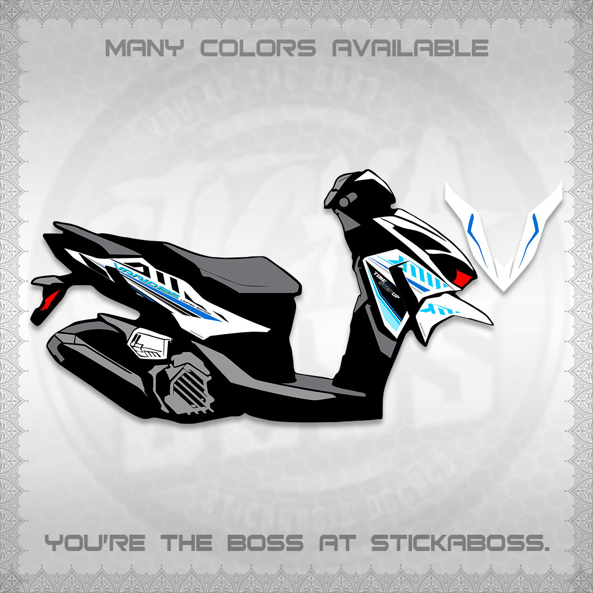 CLICK 125 V4 VARIO FOR WHITE DECALS (2026 VR0007 DESIGN) STICKER KITS By STICKABOSS