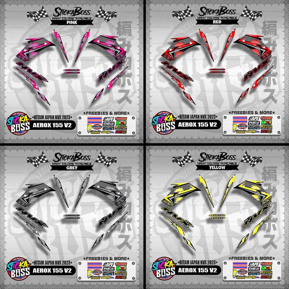 AEROX 155 V2 DECALS ( HITAM JAPAN NVX 2023 )【WITH FREEBIES】