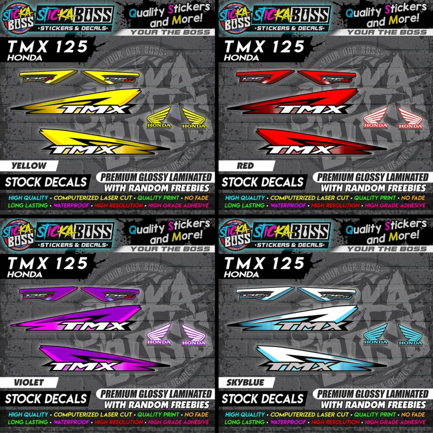 Honda TMX 125 Alpha (Stock Decals)【PREMIUM GLOSSY LAMINATED】