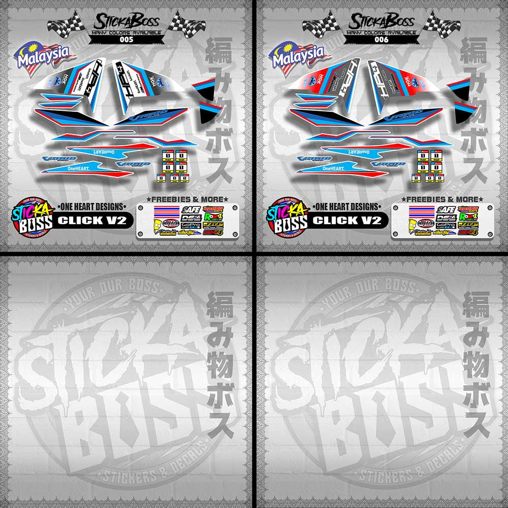 CLICK 150 / 125 / 150i / 125i V2 MALAYSIAN DECALS ( ONE HEART DESIGNS )【WITH FREEBIES】