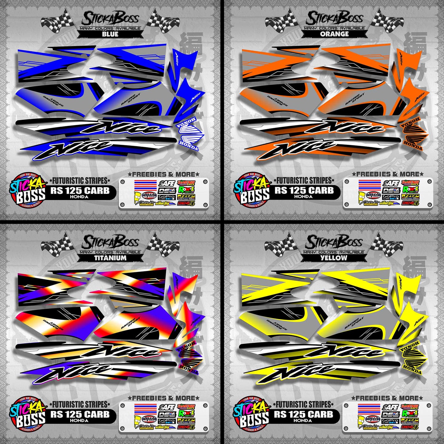RS 125 THAI DECALS ( FUTURISTIC STRIPES )【WITH FREEBIES】
