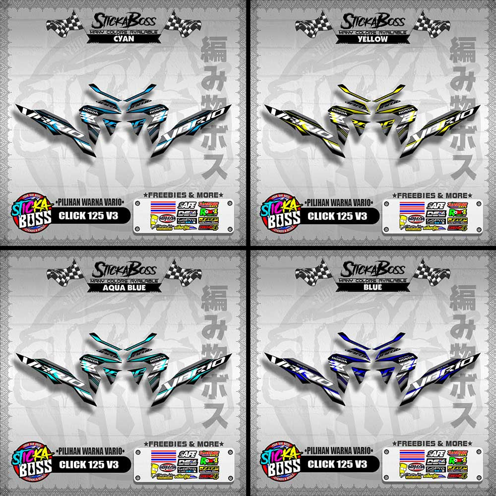 CLICK 125 V3 MALAYSIAN DECALS ( PILIHAN WARNA VARIO )【WITH FREEBIES】