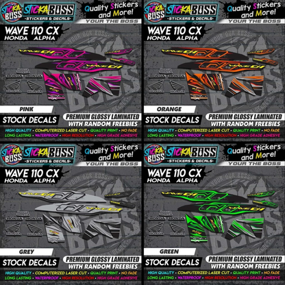 Honda Wave 110 Alpha CX (Stock Decals)【PREMIUM GLOSSY LAMINATED】