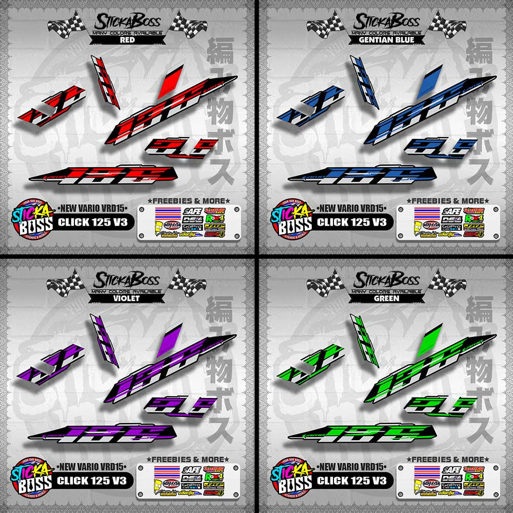 CLICK 125 V3 DECALS ( NEW VARIO VRD15 )[ PREMIUM GLOSSY LAMINATED ]【WITH FREEBIES】