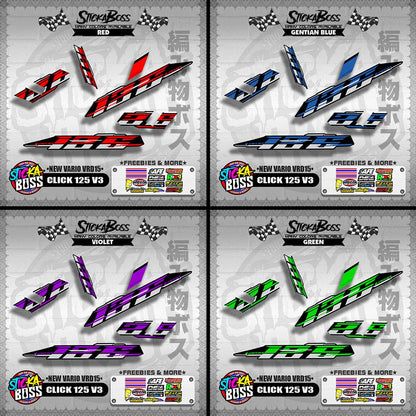 CLICK 125 V3 DECALS ( NEW VARIO VRD15 )[ PREMIUM GLOSSY LAMINATED ]【WITH FREEBIES】