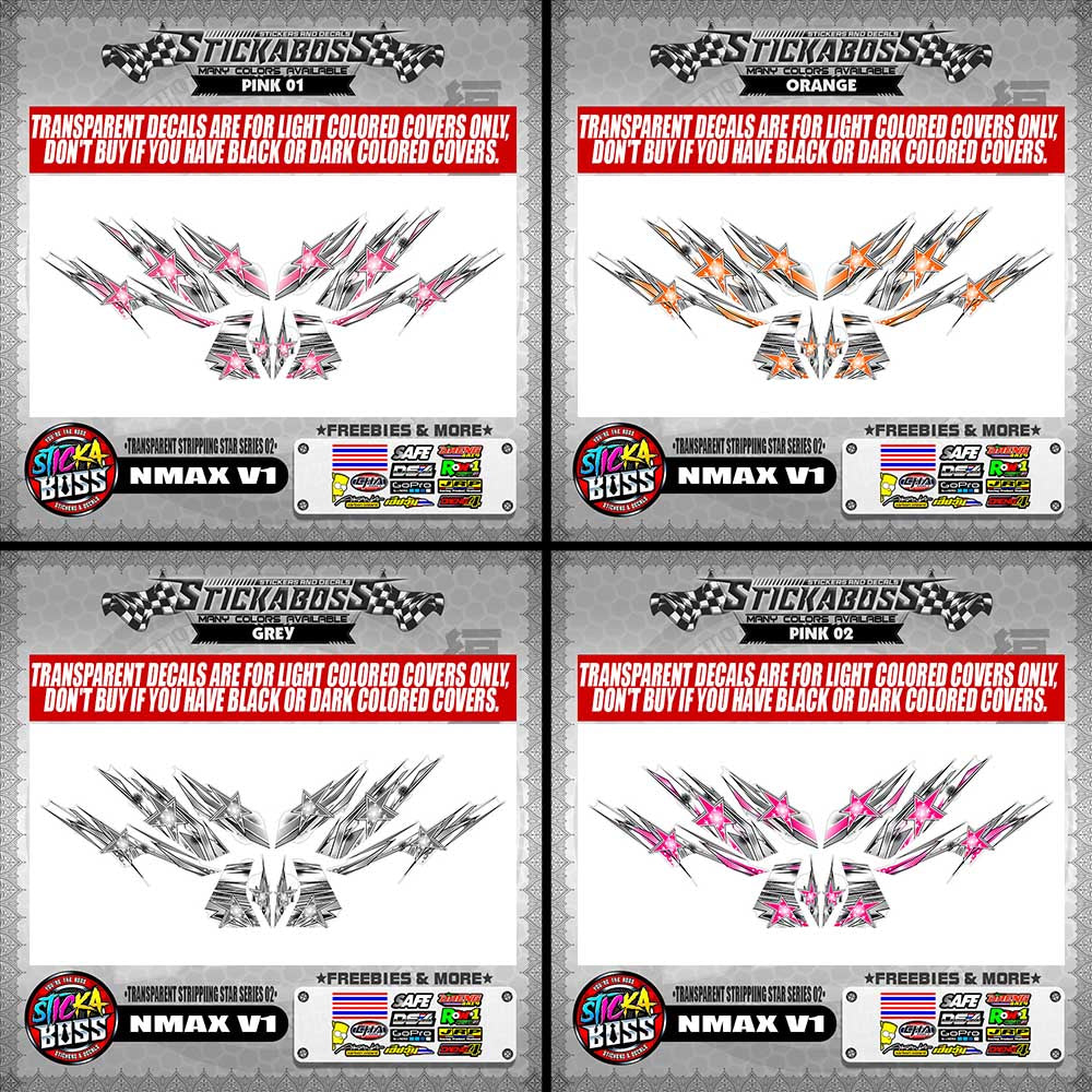 NMAX V1 STICKER DECALS ( TRANSPARENT STRIPPIING STAR SERIES 02 )【WITH FREEBIES】