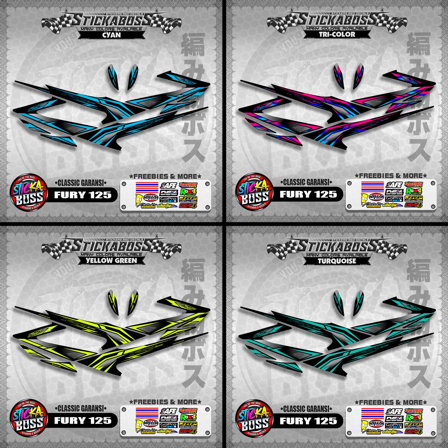 FURY 125 STICKER DECALS ( CLASSIC GARANSI )【WITH FREEBIES】