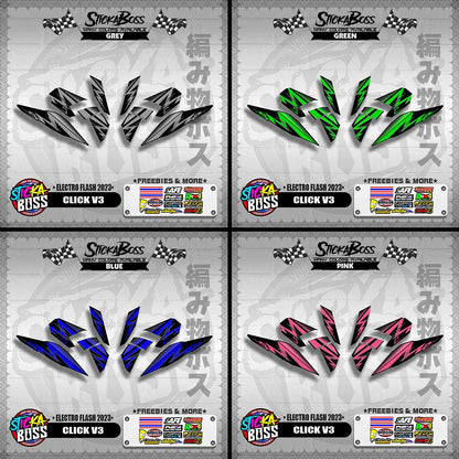CLICK V3 DECALS ( ELECTRO FLASH 2023 ) [ PREMIUM GLOSSY LAMINATED ]【WITH FREEBIES】