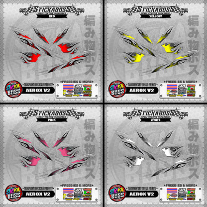 【PREMIUM UV PRINT】TRANSPARENT AEROX V2 DECALS ( GREY 2024 LED FIRE MOTIF )【WITH FREEBIES】