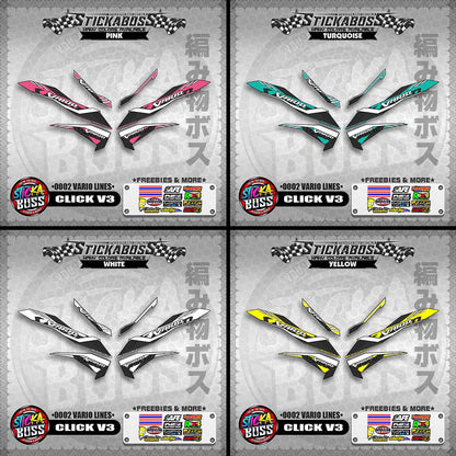 CLICK V3 STICKER DECALS ( 0002 VARIO LINES )【WITH FREEBIES】