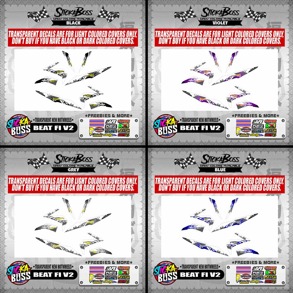 BEAT FI V2 DECALS ( TRANSPARENT NEW HOTWHEELS )【WITH FREEBIES】