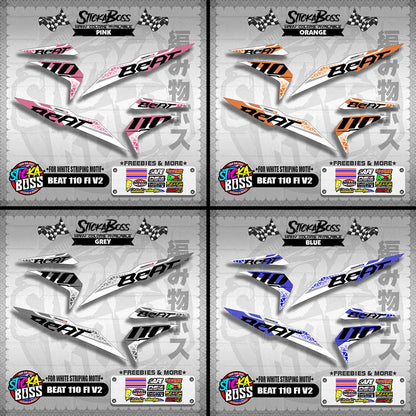 BEAT 110 FI V2 DECALS ( FOR WHITE STRIPING MOTIF ) [ PREMIUM GLOSSY LAMINATED ]【WITH FREEBIES】