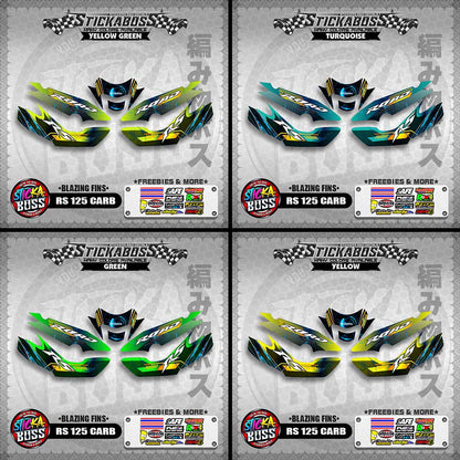 RS 125 CARB STICKER DECALS ( BLAZING FINS )【WITH FREEBIES】