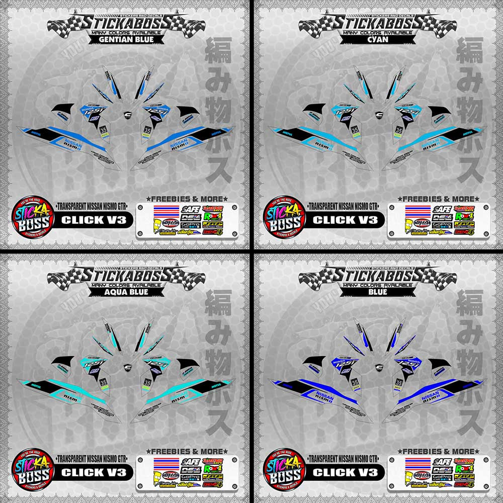【PREMIUM UV PRINT】TRANSPARENT CLICK V3 STICKER DECALS ( NISSAN NISMO GTR )【WITH FREEBIES】