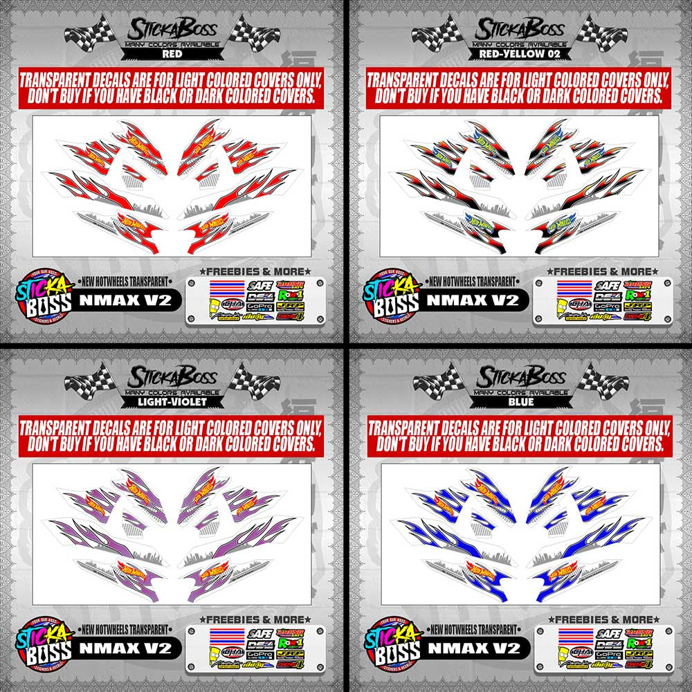 NMAX V2 DECALS ( NEW HOTWHEELS TRANSPARENT )【WITH FREEBIES】