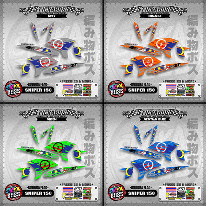 SNIPER 150 MALAYSIAN STICKER DECALS ( BUDDHA FLAG )【WITH FREEBIES】