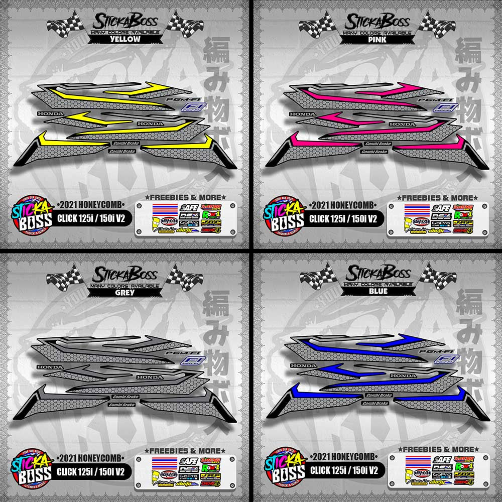 CLICK 125i / 150i V2 DECALS ( 2021 HONEYCOMB )【WITH FREEBIES】