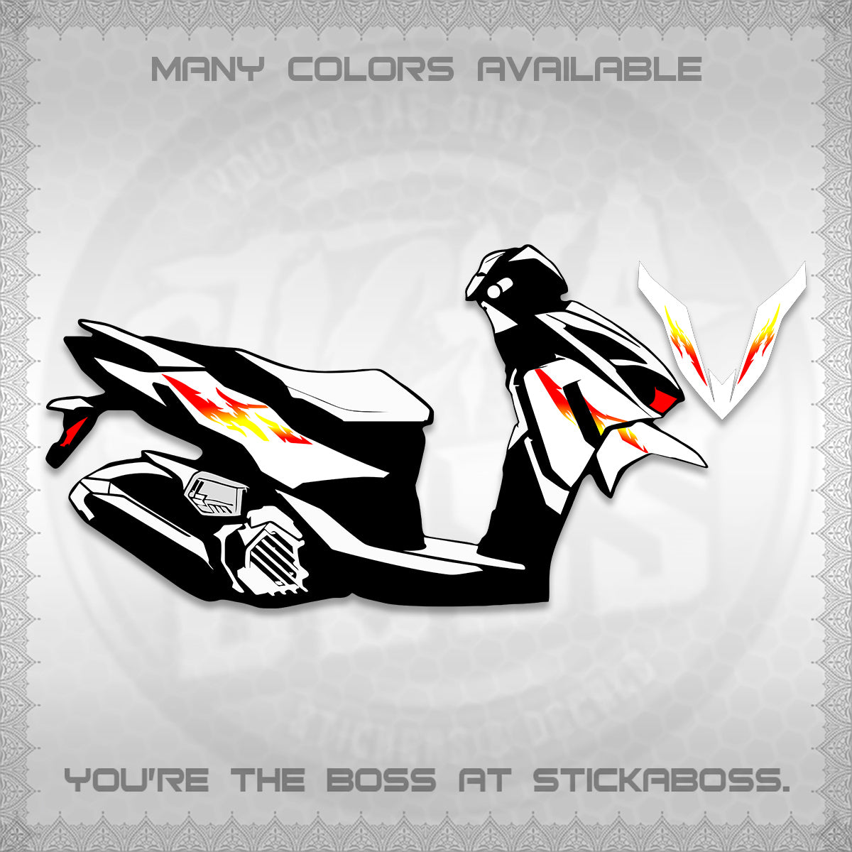 CLICK 125 V4 VARIO FOR WHITE DECALS (2026 TAMIYA-STYLE RACING DESIGN) STICKER KITS By STICKABOSS
