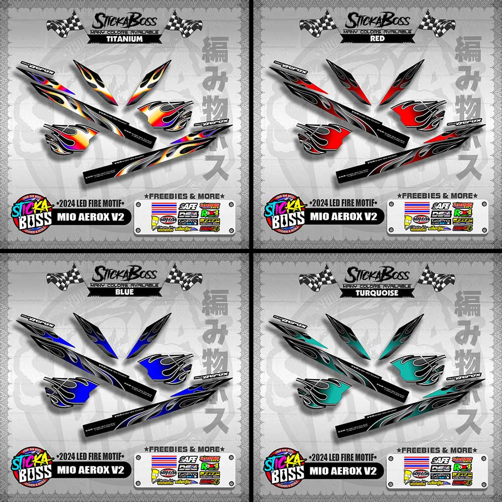 MIO AEROX V2 DECALS ( 2024 LED FIRE MOTIF )【WITH FREEBIES】