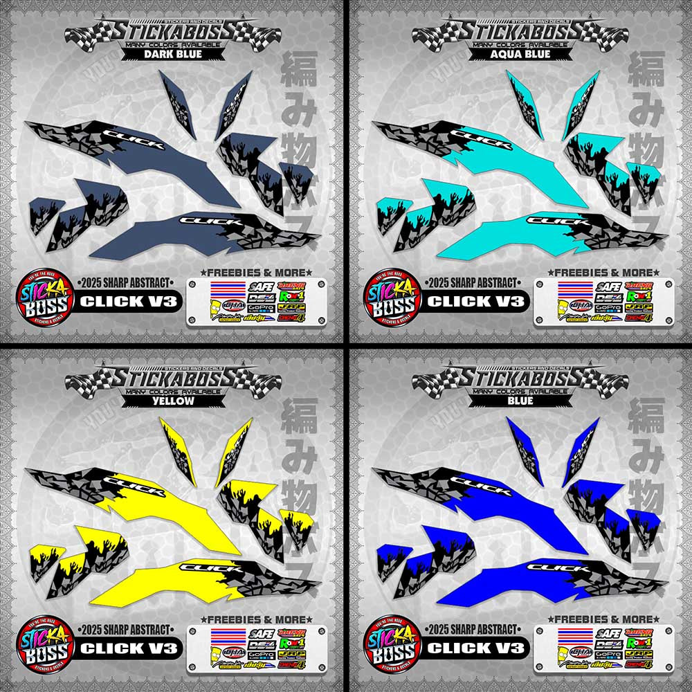 CLICK V3 INDO STICKER DECALS ( 2025 SHARP ABSTRACT  )【WITH FREEBIES】