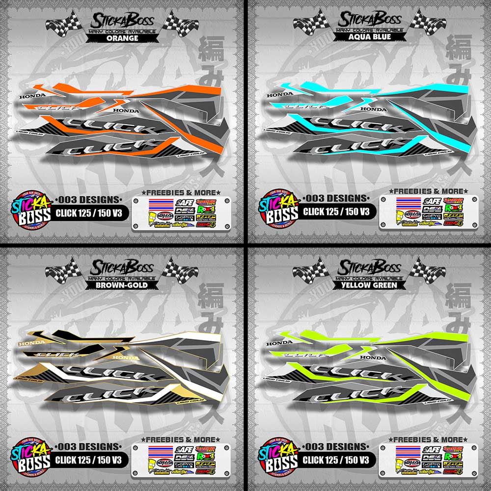 CLICK 125 / 150 V3 STOCK DECALS ( 003 DESIGNS )【WITH FREEBIES】