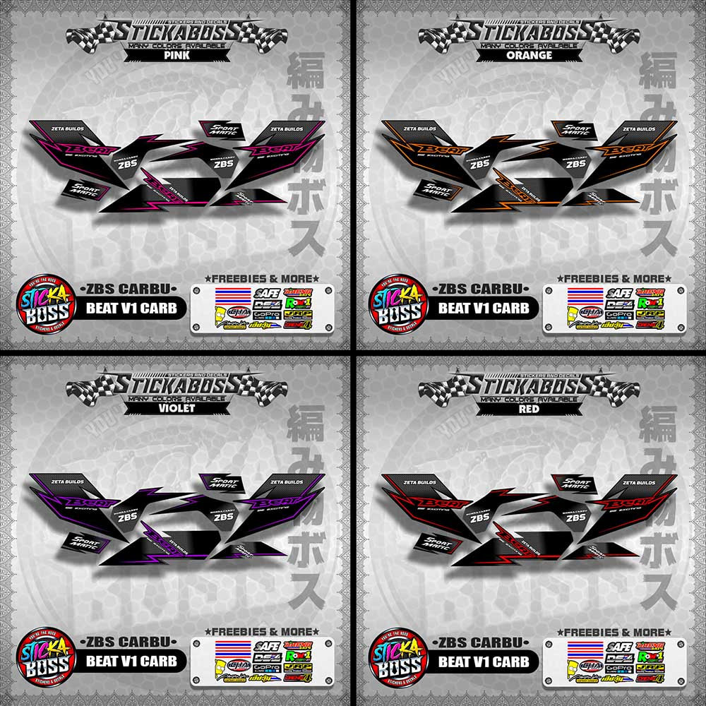 BEAT V1 CARB STICKER DECALS ( ZBS CARBU )【WITH FREEBIES】