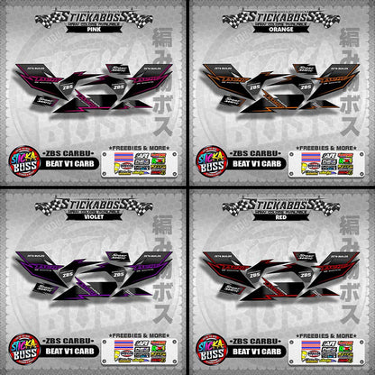 BEAT V1 CARB STICKER DECALS ( ZBS CARBU )【WITH FREEBIES】