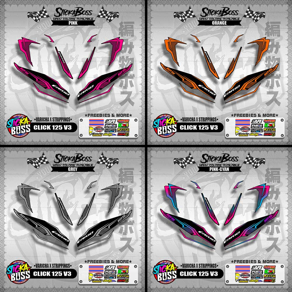 CLICK 125 V3 DECALS ( VARICHA X STRIPPINGS )【WITH FREEBIES】